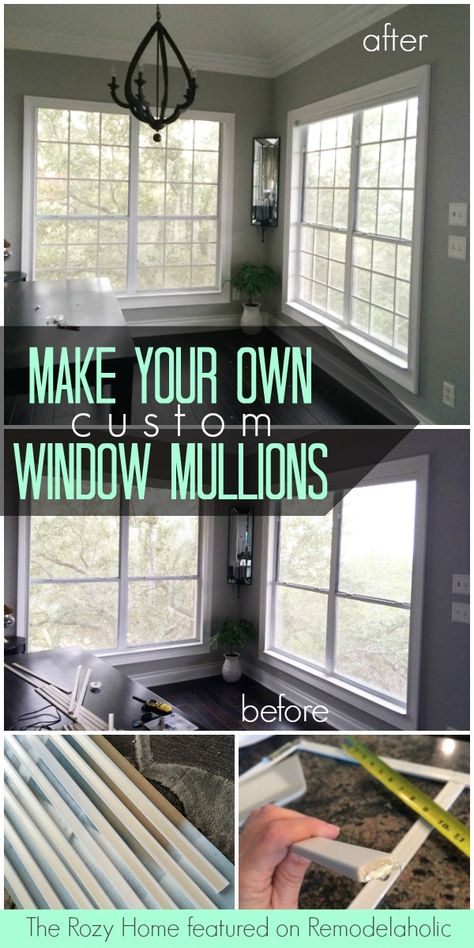 Tutorial: Custom Window Mullion Grids - The Rozy Home on @Remodelaholic #windows #windowgrids #home Window Mullions, Window Grids, Dining Room Updates, Window Panes, Faux Window, Outdoor Blinds, Window Grill, Hunter Douglas, Diy Window