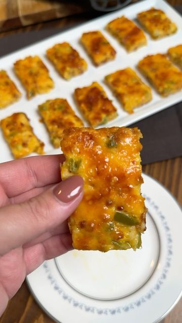 Jalapeno Snack Recipes, Meat And Cheese Snacks, Texas Jalapeño Cheese Squares, Green Chili Cheese Squares, Pepperjack Cheese Recipes, Jalapeno Cheese Squares, Jalapeño Cheese Squares, What To Bring To A Party, Yummy Appetizers Easy Finger Foods