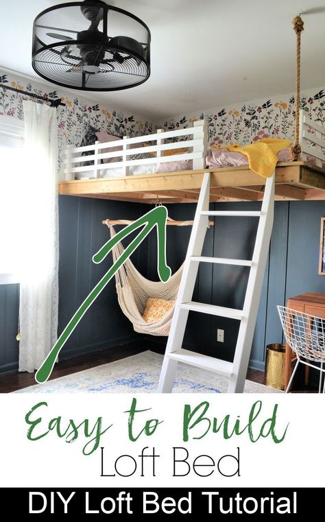 Unique Loft Beds, Lofted Kids Bed, Crib Under Loft Bed, Built In Loft Beds For Kids, Loft Above Bed, Diy Kids Loft Bed, Diy Loft Bed For Kids, Diy Bunk Beds, Bed Ideas For Small Rooms