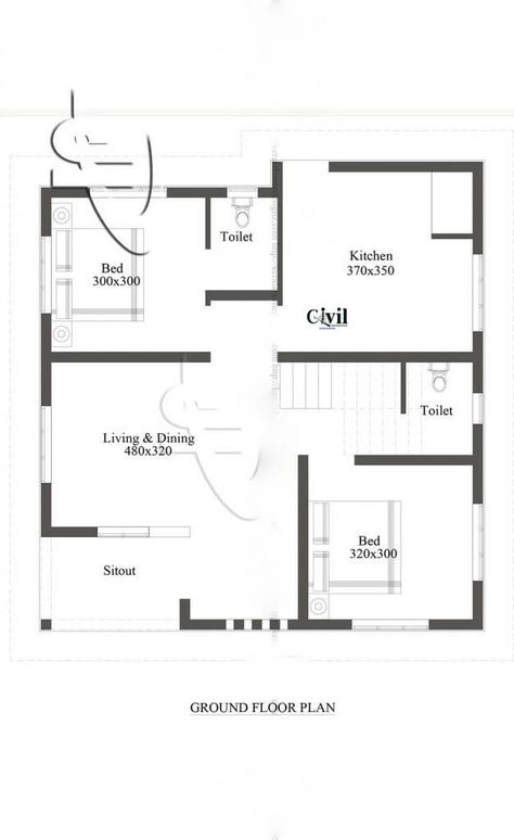 750 Sq Ft 2BHK Single Floor Modern House And Plan - Engineering Discoveries 900 Sq Ft House, Smart House Plans, 800 Sq Ft House, Square House Plans, Carriage House Plans, Unique House Plans, Modern House Floor Plans, Little House Plans, Rustic House Plans