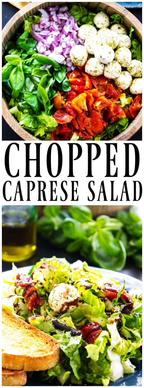 Caprese Green Salad, Caprese Lettuce Salad, Caprese Salad With Lettuce, Caprese Salad For A Crowd, Chopped Caprese Salad, Salad Caprese, Green Salads, Salads For A Crowd, Yummy Salads