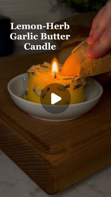 Tasty on Instagram: "Lemon-Herb Garlic Butter Candle?! Now I’ve seen it all! @ivskitchen" Butter Candle Recipe, Herb Butter Candle Recipe, Garlic Butter Candle, Garlic Herb Butter Pasta, Herb Noodles Garlic Butter, Garlic Bread Candle, Lemon Herb Garlic Butter Candle, Butter Candle, Butter Boards