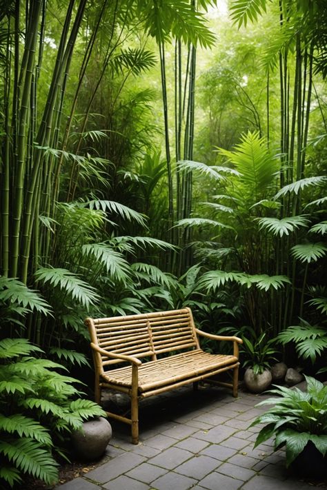 20 Small Tropical Garden Design Ideas - Toolz Geek Small Tropical Garden Design, Green Nature Pictures, Private Honeymoon, Jungle Hut, Tiki Garden, Vilamoura Portugal, Tiny Pots, Florida Backyard, Tropical Backyard Landscaping