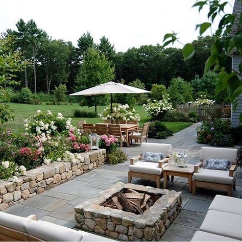 50 Likes, 4 Comments - New England Home and Garden (@newenglandhomeandgarden) on Instagram: “Sharing inspiration for outdoor living in luxury and style by @abladeofgrass_llc , one of our…” Backyard Seating Area, Outdoor Fire Pit Designs, Backyard Seating, Grasses Landscaping, Fire Pit Designs, Fire Pit Patio, Backyard Fire, Fire Pit Backyard, Patio Stones