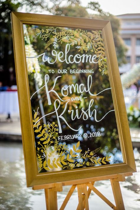 Photo of Welcome board on mirror for entrance decor Reusable Wedding Decor, Muhurtham Decor, Eco Friendly Wedding Decor, Low Waste Wedding, Zero Waste Wedding, Eco Friendly Wedding Ideas, Sustainable Wedding Ideas, Ethical Wedding, Eco Wedding