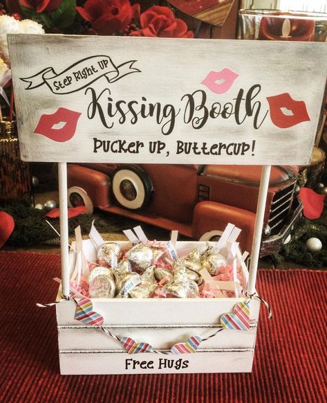 Dale AndNatalie Wallace on Instagram: “Step right up.....my take on the cute kissing booth Hershey’s kiss holder made from Dollar Tree wood products. #valentines #hersheyskisses…” Kissing Booth Candy Holder, Diy Kissing Booth, Booth Diy, Unique Gift Guide, Mini Crates, Showcase Ideas, Rustic Valentine, Booth Decor, Happy Hearts Day