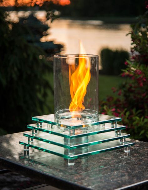 5 of the Coolest Outdoor Fire Pits That Will Blow your Mind Fireplace Glass Rocks, Fire Pit With Rocks, Tabletop Fire Bowl, Tabletop Fire Pit, Fire Pit Wall, Fire Pit Decor, Rustic Fire Pits, Tabletop Fireplaces, Fire Pit Chairs