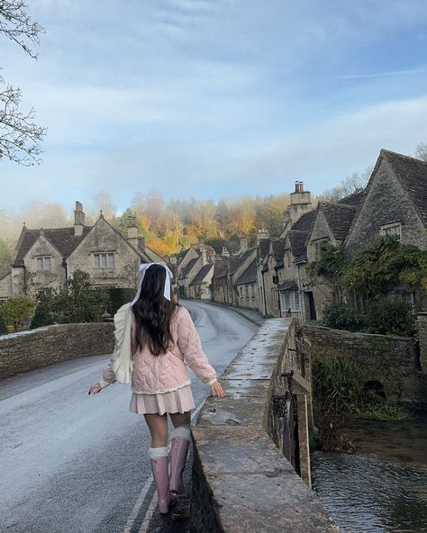 Stepped in a storybook🕯️ Princess aesthetic, princess vibes, castle Combe, cotswolds, English countryside, pink girly, pink winter outfits Pink Winter Outfits, Aesthetic Princess, Castle Combe, Princess Vibes, Pink Winter, Princess Aesthetic, English Countryside, Winter Outfits, Castle