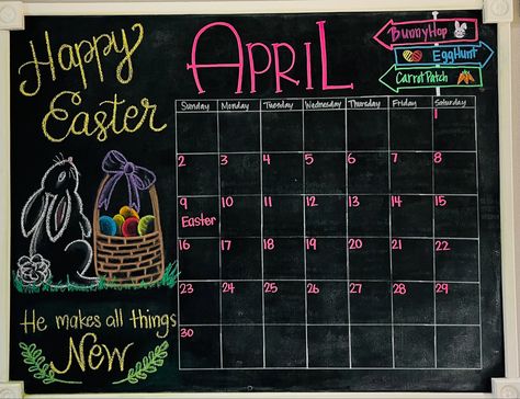 April Calendar 2024 Chalkboard, April Whiteboard Calendar Ideas, April Chalkboard Calendar Ideas, Chalkboard Calendar Ideas, Chalkboard Command Center, Chalk Calendar, Calender Ideas, Easter Friday, Whiteboard Ideas