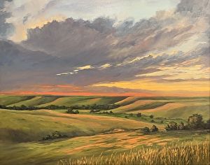 The Flint Hills At Sunset by Cathy Kline Oil ~ 24 x 30 Ride Logo, River Design, Flint Hills, Trail Ride, Trail Riding, Painting Art Projects, Artist Websites, Logo Ideas, Featured Artist