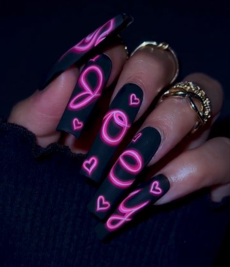 Neon Sign Nails, Vegas Nails, Mens Nails, Fancy Nails Designs, Cute Acrylic Nail Designs, Glow Nails, Gem Nails, Neon Nails, Coffin Nails Designs