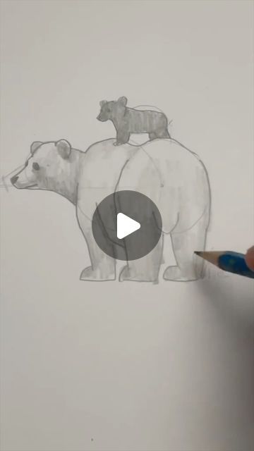 Bear Easy Drawing, Drawing Bears Sketches, How To Draw A Bear Easy, How To Draw A Bear, Bear Brick Drawing, Bear Sketch Simple, Drawing Of A Bear Easy, Draw A Bear Easy, Bear Drawing Easy