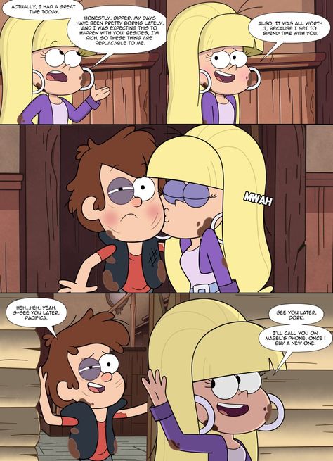 Dipper And Pacifica, Gravity Falls Dipper, Gravity Falls Comics, Reverse Falls, Dipper Pines, Gravity Falls Art, Comic Manga, Short Comics, Funny Character