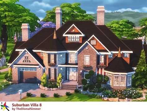 TheDismalSimmer's Suburban Villa 8 (Basegame!) Sims 4 Family House, Sims 4 Houses Layout, Lotes The Sims 4, The Sims 4 Lots, Sims 4 Family, Sims 4 House Plans, Sims 4 House Building, Suburban House, Sims 4 House Design