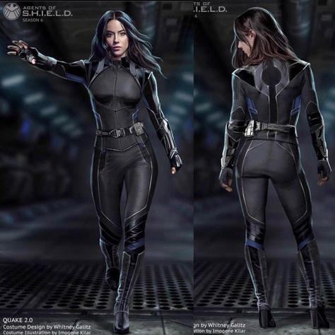 Quake - Daisy Johnson Different Colored Hair, Quake Marvel, Superhero Outfits Design, Spy Girl, Superhero Suits, Daisy Johnson, Chloe Bennet, Super Hero Outfits, Three Women