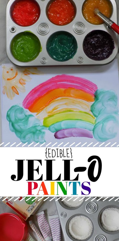 Jello Crafts, Nyc Mom, Diy Kids Crafts, 3 Ingredient Recipe, Toddler Painting, Homemade Paint, 3 Ingredient Recipes, Edible Crafts, Edible Paint