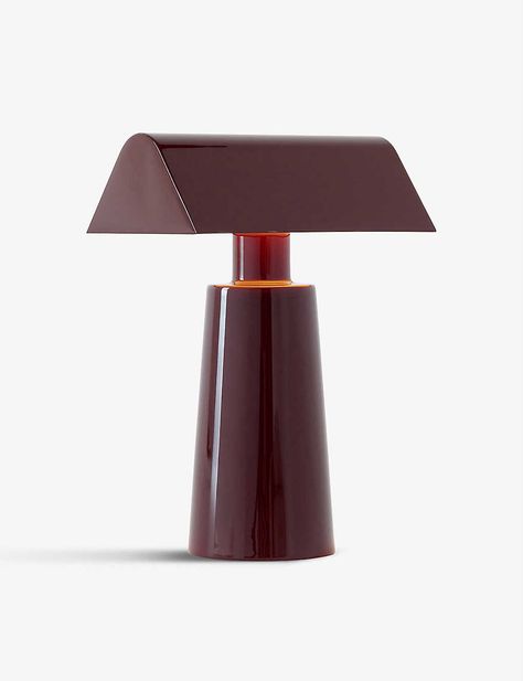 &TRADITION - MF1 Matteo Fogale lacquered metal lamp | Selfridges.com Portable Table Lamp, Bankers Lamp, Cordless Lamps, Mesa Exterior, Dark Burgundy, Portable Table, Metal Lamp, Portable Lamps, Diffused Light