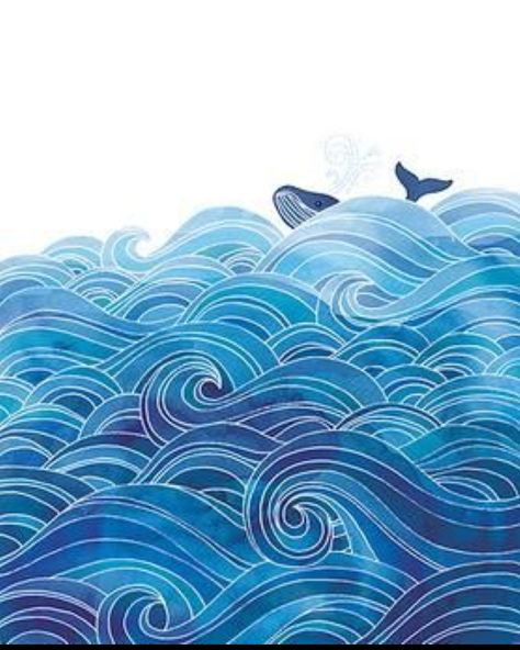 Seascape Mural Ideas, Wave Mandala, Sea Mandala, Childrens Wall Murals, Wave Drawing, Arte Doodle, Seas The Day, Soyut Sanat Tabloları, 수채화 그림