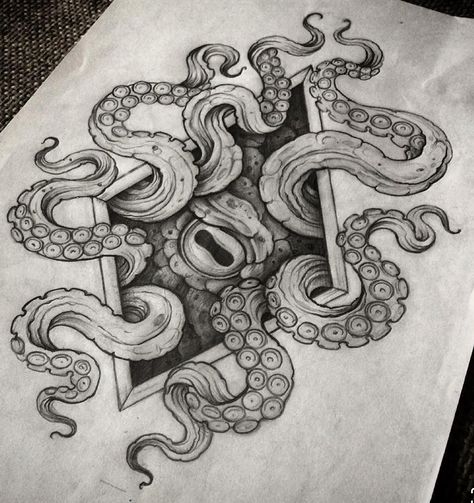 Octopus Sketch Tattoo, Tentacle Tattoo, Octopus Sketch, Kraken Tattoo, Octopus Drawing, Octopus Tattoo Design, Octopus Tattoos, Geometric Tattoo Design, Sketch Tattoo