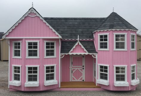 Sara's Victorian Mansion DIY Kit Playhouse Victorian Playhouse, Luxury Playhouses, Playhouse Kits, Wood Playhouse, Gingerbread Trim, Playhouse Plans, Diy Playhouse, Victorian Mansion, Little Cottages