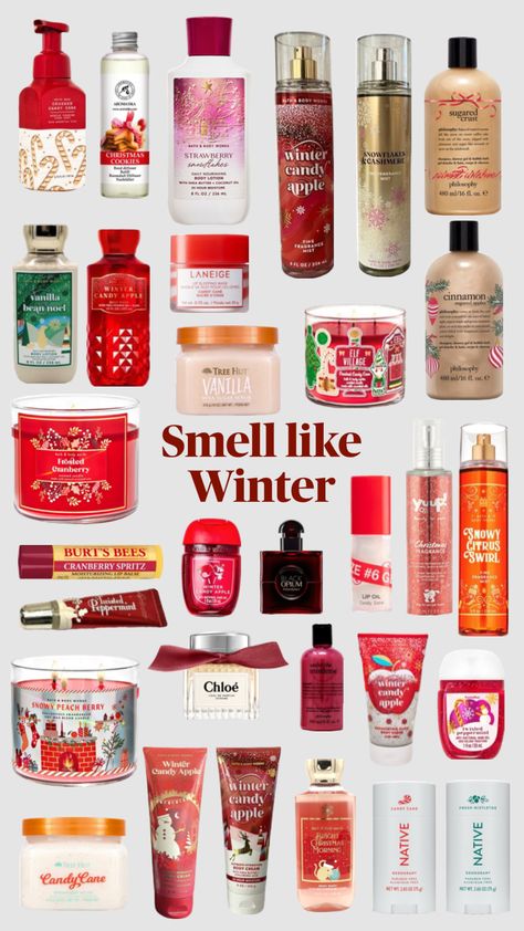 #christmas#smell#aestetic Winter Scent Combo, You Smell Like, How To Smell Like Christmas, How To Smell Like Fall, Winter Smells, How To Smell Like, How To Smell Good All Day, Christmas Perfume, Christmas Strawberry