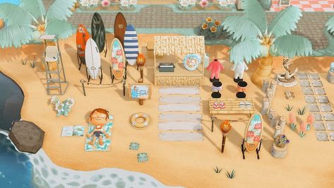 Acnh Tropical, Acnh Beach, Tropical Core, Animal Crossing 3ds, Ac Ideas, Ac New Leaf, Animal Crossing Guide, Acnh Inspiration, Acnh Island Ideas