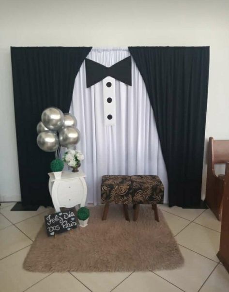 Tuxedo Backdrop Diy, Fathers Day Party Ideas Decoration, 50th Birthday Party Ideas For Men, Diy Father's Day Cards, 50th Birthday Party Games, Bow Tie Party, Diy Wedding Backdrop, Crochet Baby Shoes Pattern