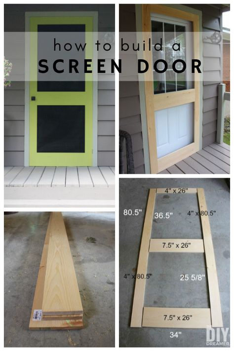 How to build a screen door. DIY Screen Door. Custom screen door design dimensions. Build A Screen Door, Screen Door Diy, Custom Screen Doors, Diy Screen Door, Architecture Renovation, Diy Screen, Door Diy, Diy Projektit, Diy Home Repair