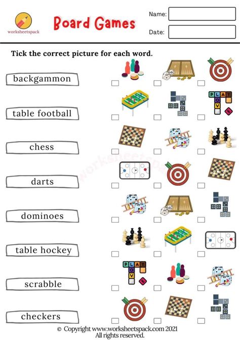 Board games vocabulary worksheets - worksheetspack Game Worksheet, Traditional Game, Esl Teaching Resources, Matching Worksheets, Kindergarten Worksheets Printable, Letter Worksheets, Vocabulary List, English Reading, Vocabulary Worksheets