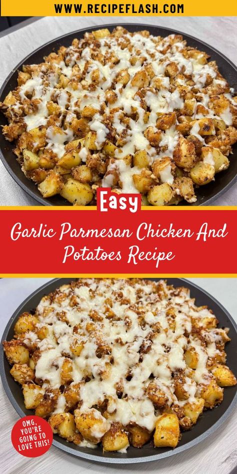 Seeking a scrumptious side for your next steak dinner? Garlic Parmesan Chicken and Potatoes offers a perfect blend of flavors and ease. Save this recipe now to ensure you have an unforgettable addition to your steak dinner ideas that will leave everyone raving about your cooking skills! Garlic Parm Chicken And Potatoes, Garlic Parmesan Chicken And Potatoes, Parmesan Chicken And Potatoes, Garlic Parm Chicken, Steak Dinner Ideas, Potatoe Dinner Recipes, Parm Chicken, Chicken And Potatoes, Garlic Parmesan Chicken