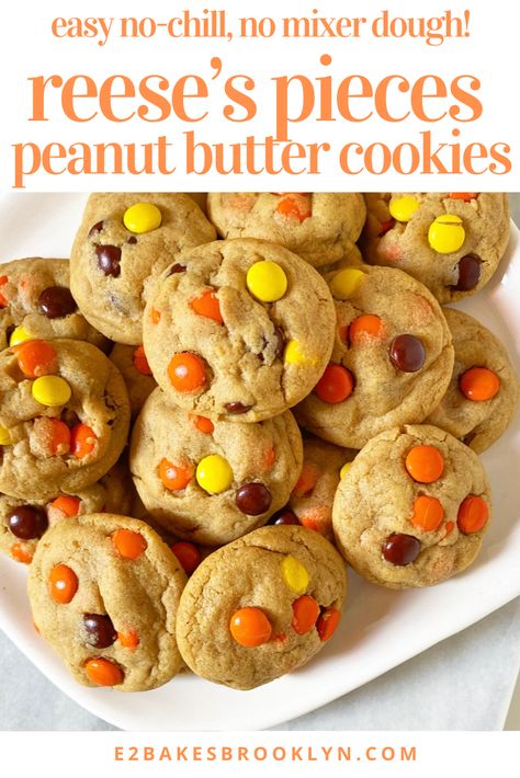 Reese Pieces Peanut Butter Cookies, Reece Pieces Cookies, Recess Pieces Cookies, Peanut Butter Reeses Pieces Cookies, Peanut Butter Reeces Pieces Cookies, Easy Reeses Cookies, Peanut Butter Chip Cookies Reeses, Cookies With Reese’s Pieces, Reces Peanut Butter Cup Cookies