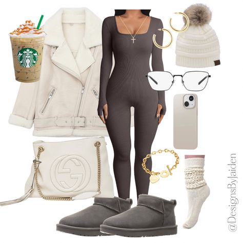 Yoga Jumpsuit Outfit, Jumpsuit Winter Outfit, Fall Fashion Comfy, Comfy Winter Outfits, Sinful Clothing, Uggs Outfits, Neutral Fall Outfits, Comfy Outfits Winter, Suede Outfit