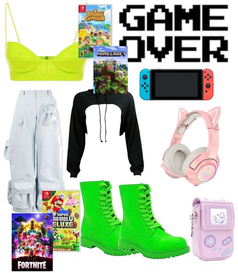 Gamer outfit ideas | Gamer Outfits Aesthetic, Gamer Girl Aesthetic Outfits, Gamer Girl Outfit, Gamer Outfit, Gamer Style, Gamer Fashion, Animal Crossing Game, Cutout Bodysuit, Willy Wonka