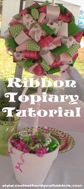 Ribbon Topiary, Urban Gardening Ideas, Topiary Centerpieces, Topiary Diy, Polka Dot Birthday, Topiary Trees, Party Hacks, Mouse Party, Urban Gardening