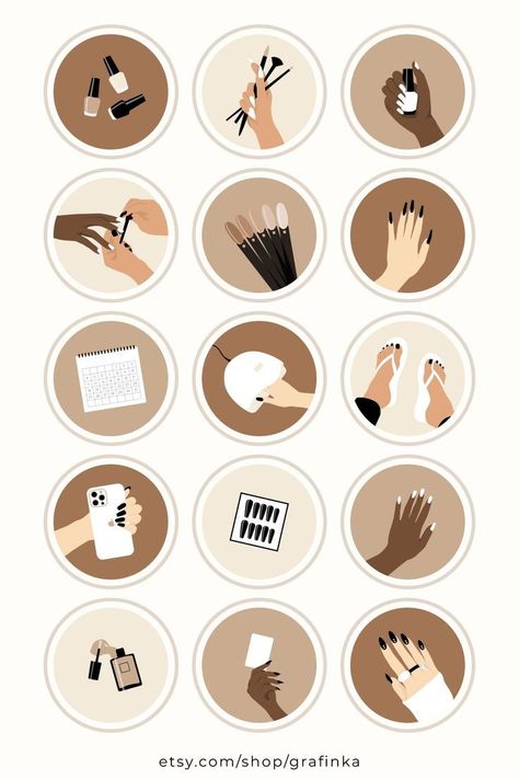 Brown beige nail tech highlight covers for Instagram stories. Perfect for adding a touch of warmth and sophistication to your nail #Nails_Instagram_Story #Nail_Lab #Instagram_Story_Highlight_Covers #Salon_Art Highlight Instagram Icons Nails, Instagram Nails Highlight Covers, Highlight Nails Instagram, Nails Instagram Story, Brown Beige Aesthetic, Nail Lab, Instagram Story Highlight Covers, Instagram Story Highlight, Salon Art