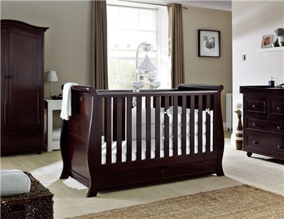 Dorchester Nursery Nursery With Dark Wood Furniture, Tasteful Nursery, Dresser And Wardrobe, Baby Nursery Furniture Sets, Baby Bedroom Furniture, Espresso Furniture, Cot Sets, Nursery Interior, Changing Unit