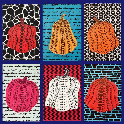 Fifth Grade Art Projects, Kusama Pumpkins, Pumpkin Art Project, Halloween Art Lessons, Fifth Grade Art, Yayoi Kusama Pumpkin, Halloween Art Projects, Middle School Art Projects, Fall Art Projects