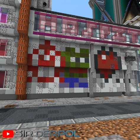 Minecraft Graffiti Build, Minecraft Cyberpunk City, Minecraft Graffiti, Cyberpunk Minecraft Builds, Minecraft Arcade, Cyberpunk Minecraft, Cyberpunk Graffiti, Minecraft Cyberpunk, Minecraft Brick