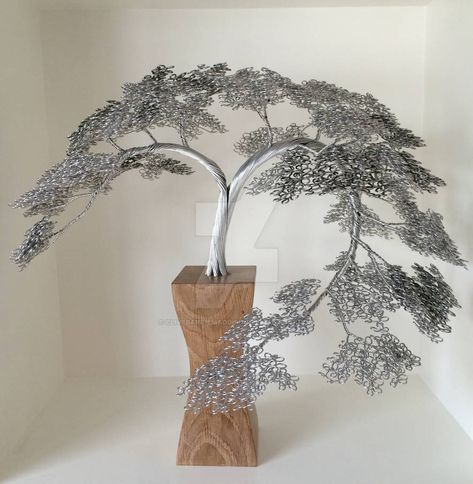 Sculptures Sur Fil, Sculpture Textile, Bonsai Wire, Wire Creations, Wire Bonsai, Tree Model, Wire Tree Sculpture, Wire Trees, Art Wire