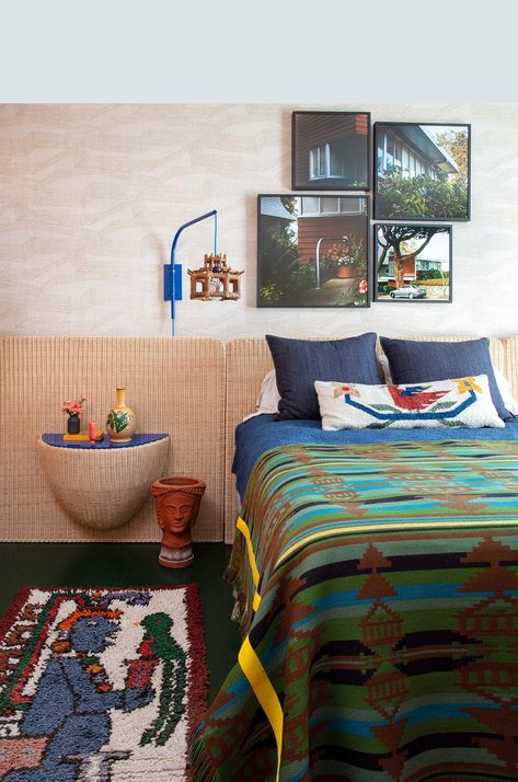 "The Willingness For Something to be Imperfect" — Inside the Mexico City Home of Rodman Primack & Rudy Weissenberg - Sight Unseen Mexico City Apartment, Colorful Apartment, Wicker Headboard, Design Miami, Sight Unseen, Miami Design, City Apartment, Real Estate Development, Found Object