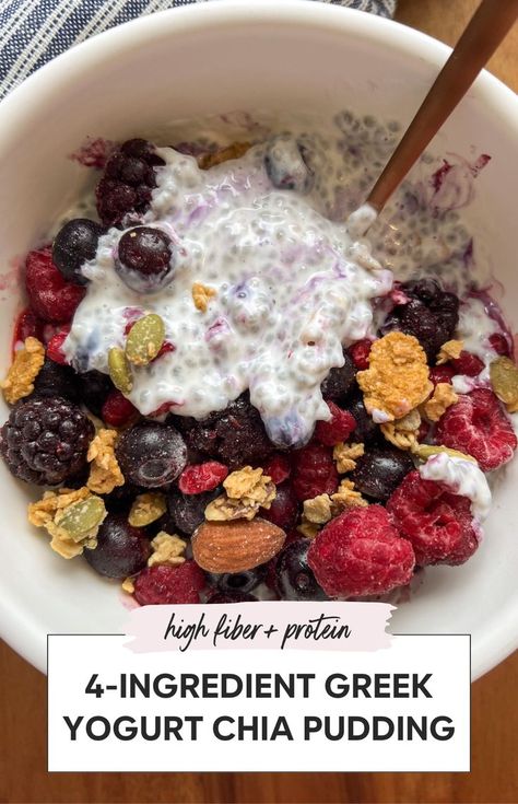 This healthy high protein chia seed pudding is the perfect breakfast for busy mornings. It’s an easy breakfast that’s ideal for on the go breakfast needs. Made as a chia seed pudding with Greek yogurt, it’s both satisfying and nutritious. Plus, it’s great for chia seed pudding meal prep, making it the best option for your weekly routine. Yogurt Chia Pudding, Protein Chia Seed Pudding, Chia Pudding Recipes Healthy, Chia Breakfast, High Fiber Breakfast, Chia Seed Recipes Pudding, Protein Yogurt, 4 Ingredient Recipes, Plantbased Recipes