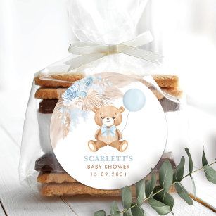 Baby Shower Thank You Gift, Pet Event, Snuggle Bear, Boys Birthday Party Decorations, Teddy Bear Theme, Blue Teddy Bear, Gift Wrap Tags, Baby Shower Stickers, Brown Teddy Bear