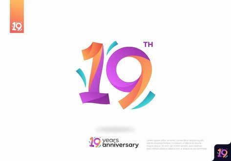 19 Number Logo, 19 Number Design, 19 Anniversary, 9 Logo Design, Number Logo Design, Dies Natalis, 19th Anniversary, Birthday Logo, Number Logo