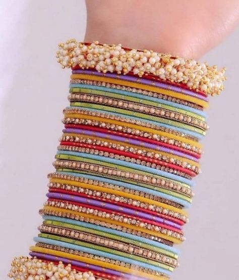 Unicorn Bangles, Glass Bangles Pakistani, Rainbow Bangles, Beaded Wedding Jewelry, Jewellery Bangles, Silk Thread Bangles Design, Silk Bangles, Bridal Jewelry Sets Brides, Thread Bangles Design