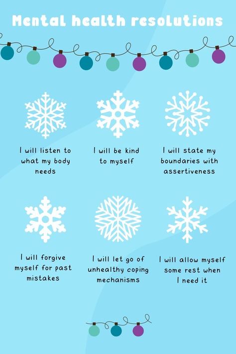 New Years Resolution Mental Health, New Years Mental Health, New Years Self Care, New Year Mental Health, Mindful Christmas, New Version Of Yourself, Mental Health Goals, Health Bulletin Boards, Health Resolutions