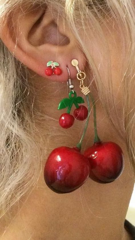 Penelope Garcia, Cherry Earrings, Cherry Bomb, Piercing Tattoo, Red Aesthetic, Jewelry Inspo, Kanye West, Piercing Jewelry, Cute Jewelry