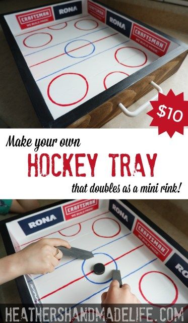 DIY Hockey Tray Tutorial {Heather's Handmade Life} Perfect for hockey fans of all age! #hockey #hockeylife #hockeymom #hockeyplayers #hockeygifts #DIYhockey Hockey Jewelry, Hockey Crafts, Hockey Bedroom, Hockey Party, Hockey Gifts, Diy Tray, Ornament Box, Diy Games, Hockey Mom