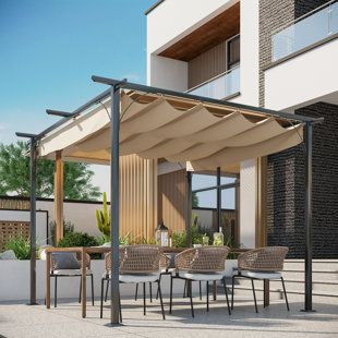 Pergolas Pergola Metal, Retractable Pergola Canopy, Pergola Retractable, Steel Pergola, Backyard Shade, Grill Gazebo, Retractable Pergola, Patio Pergola, Retractable Canopy