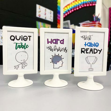 Table Trophies 🏆 🤫⁣ ⁣ It’s been a while since I whipped out these bad boys in my classroom! 🏆  This week we had so many group activities… Classroom Table Signs, Teacher Table, Behavior Plan, Teaching Classroom Management, Bored Teachers, Classroom Tables, Back To School Bulletin Boards, Primary School Teacher, 2nd Grade Classroom