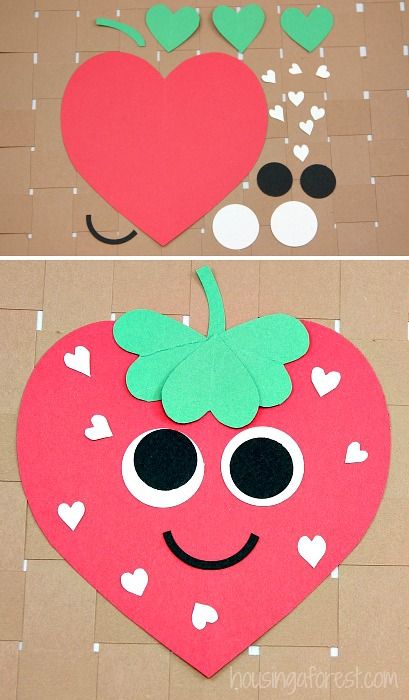 Easy Preschool Art Projects, Strawberry Crafts, Valentines Bricolage, St Patricks Day Crafts For Kids, Easy Valentine Crafts, Valentine's Day Crafts For Kids, Preschool Valentines, Valentine Crafts For Kids, St Patrick's Day Crafts